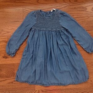 H&M Blue Smocked Long Sleeve Girls Dress 8